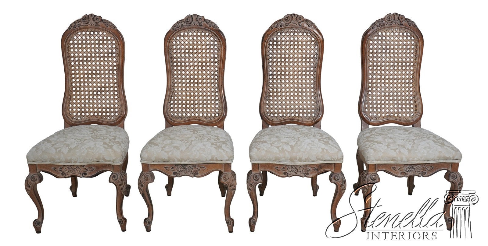 L62885EC: Set of 4 French Style Cane Back Dining Room Chairs