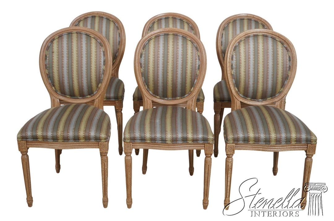 LF62709EC: Set of 6 French Louis XVI Medallion Back Dining