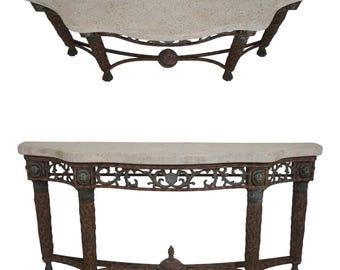 72671: MAITLAND SMITH Bronze Neoclassical Console Table w. Stone Top