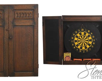 Vintage Dart Board Cabinet Merchant Clipper Ship Boat Wooden Game
