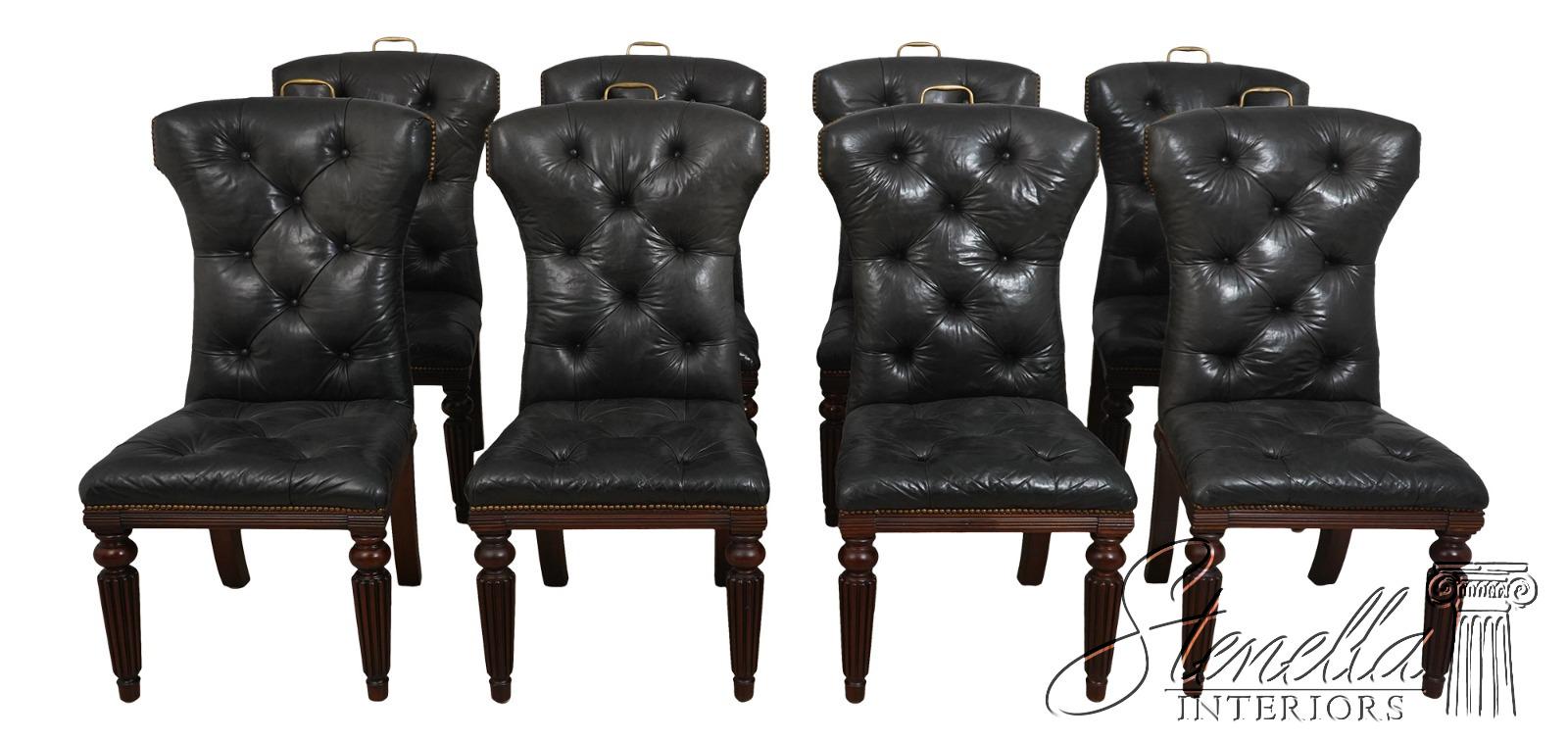 L68303: Set of 8 RALPH LAUREN Tufted Leather Dining Room Chairs