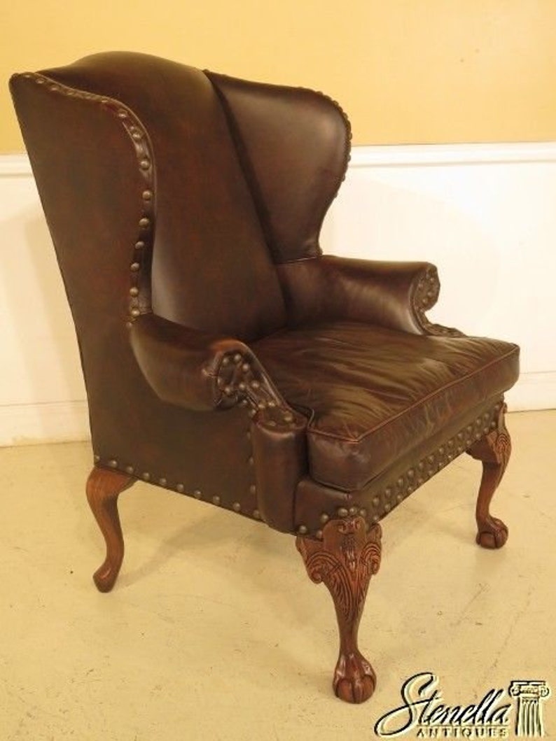 29346EC OLD TANNERY Leather Clawfoot Wing Chair W. Claw Feet Etsy