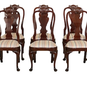 L48995EC: Set Of 8 STICKLEY Mahogany Philadelphia Queen Anne Style Dining Room Chairs