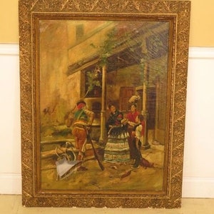 F45468EC: Antique Gold Framed Oil Painting On Canvas