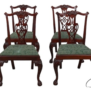 LF60021EC: Set of 6 ETHAN ALLEN Attributed Mahogany Dining Room Chairs