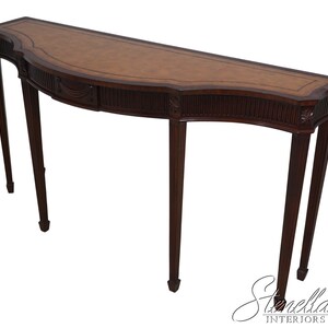 63857EC: MAITLAND SMITH Adam Style Leather Top Mahogany Console Table