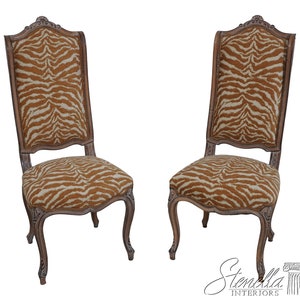 L62924EC: Pair French Louis XV Carved Frame Upholstered Side Chairs