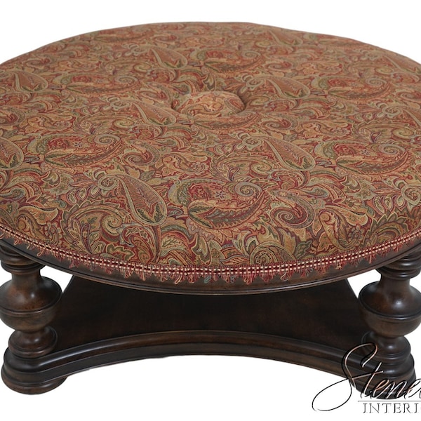 64093EC: Large Round Continental Style Upholstered Ottoman Coffee Table
