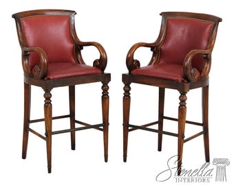 73977: HANCOCK & MOORE Red Leather Bar Stool Counter Chairs