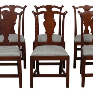 L60813EC: Set of 8 ELDRED WHEELER Cherry Chippendale Dining Room Chairs