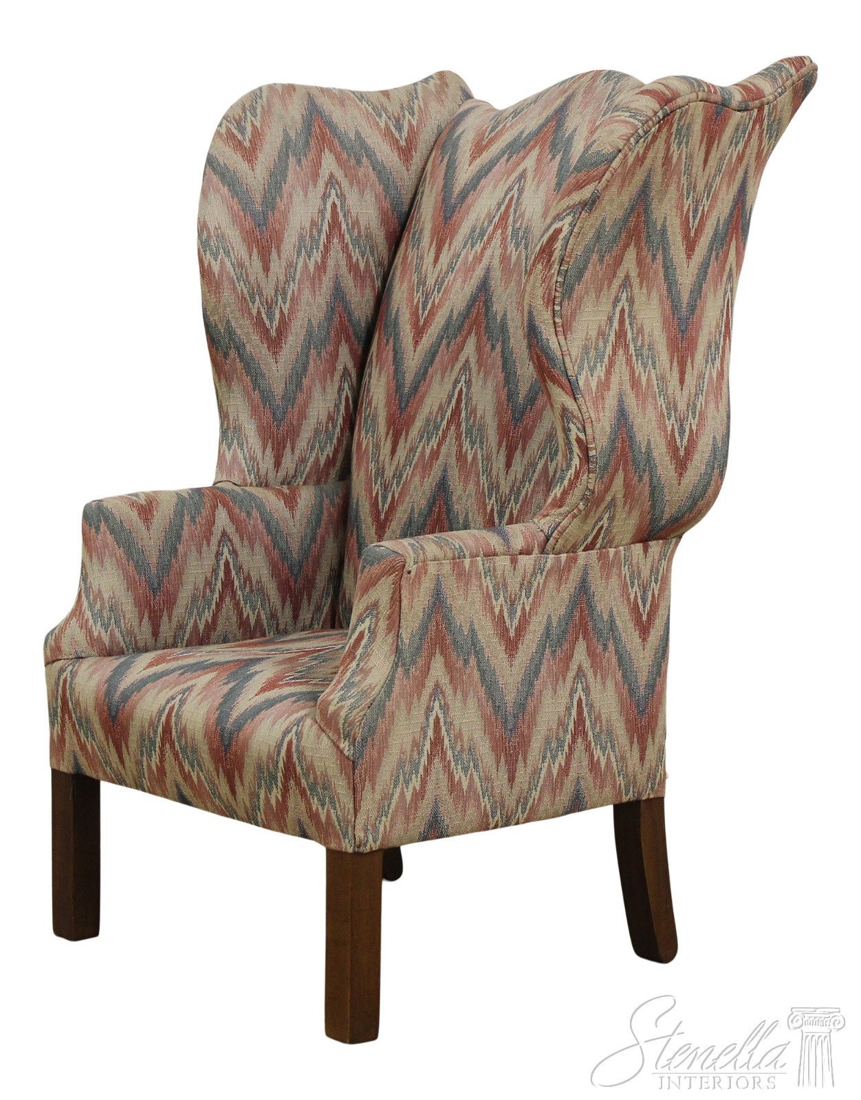 Ethan Allen 'Parker' Chairs in a berry color flame stitch fabric