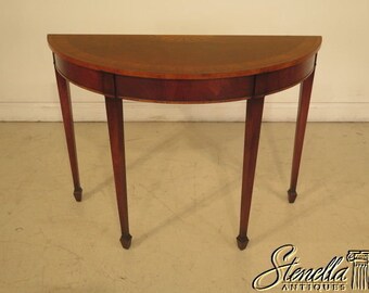 23649: High Quality Federal Inlaid Mahogany 1/2 Round Hall Table