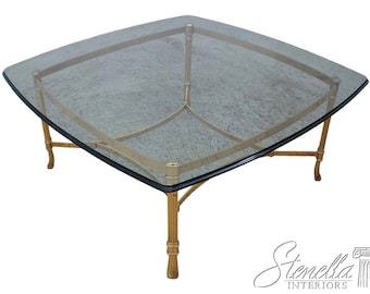 F61983EC: LABARGE Brass & Glass Top Coffee Table