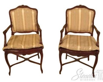 29009EC: Pair French Louis XV Style Open Arm Fauteuil Chairs