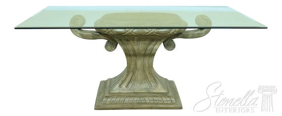 LF33361EC Modern Urn Base Design Beveled Glass Dining Room Table