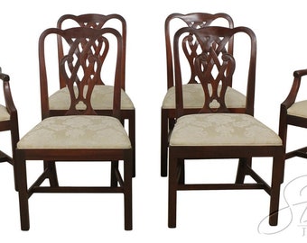 L57104EC: Set Of 6 BAKER Chippendale Mahogany Dining Room Chairs