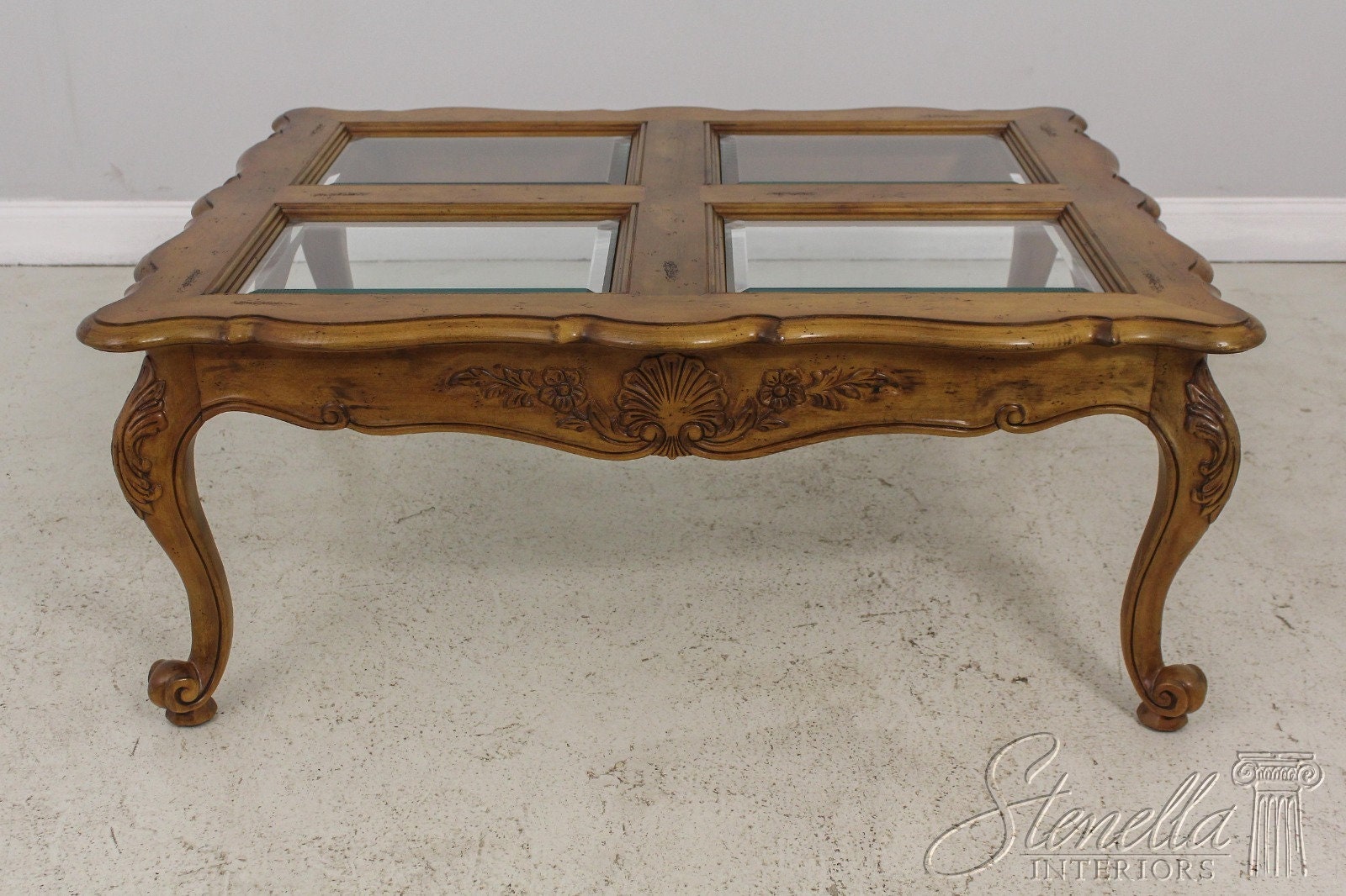 58766EC: CENTURY Country French Glass Top Coffee Table - Etsy