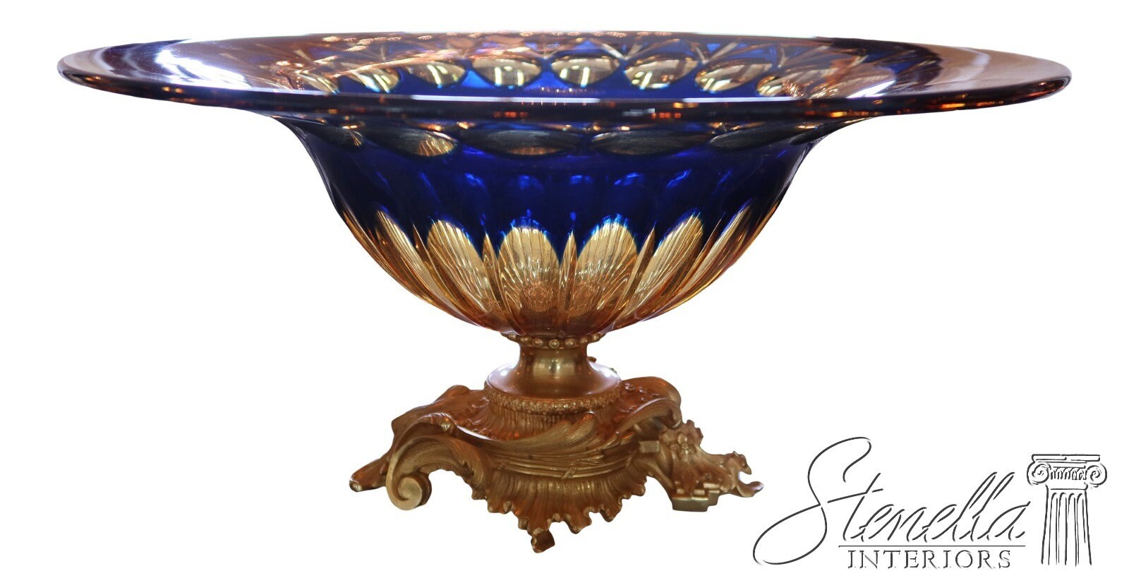 Decorative Paper Mache Bowl With Bronze Rim. A Little Sea Blue