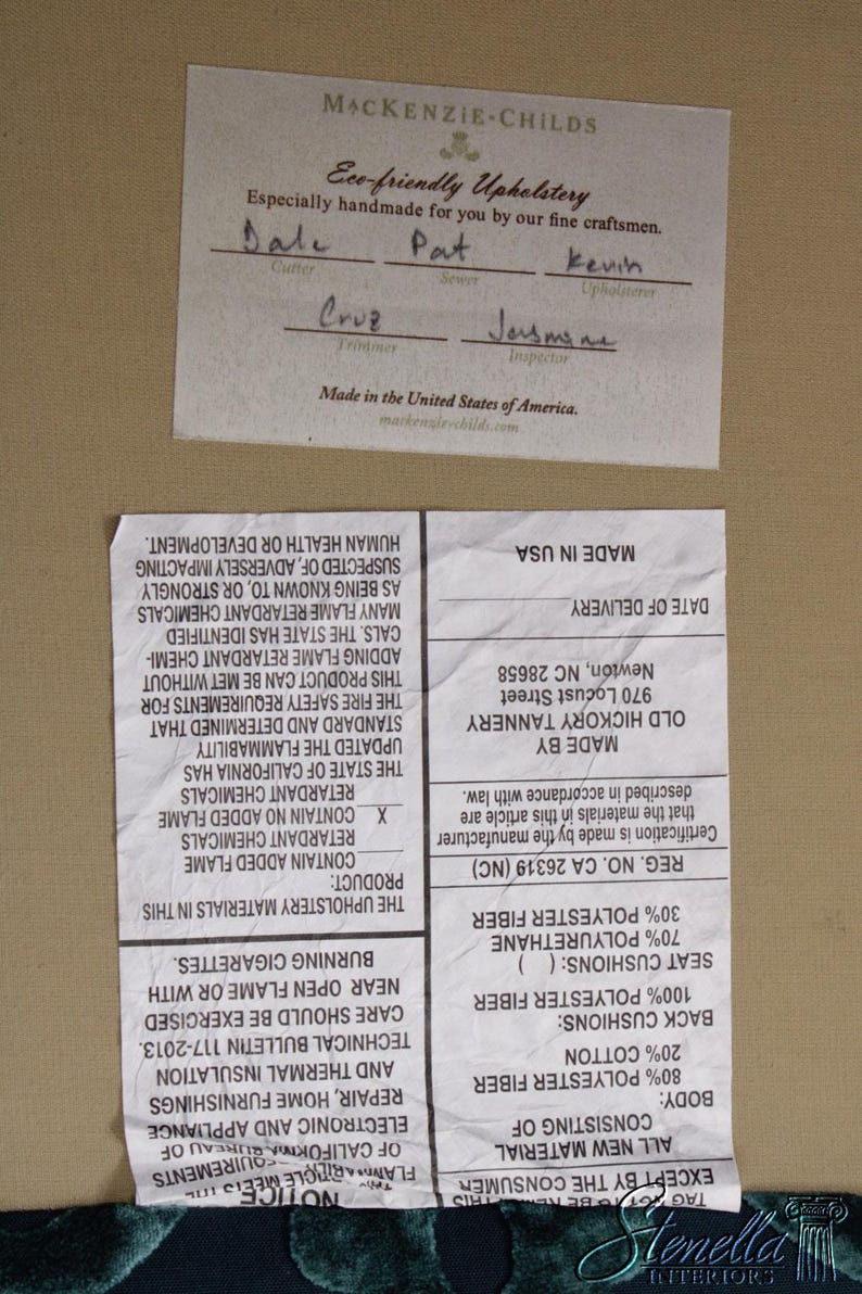 L72378: MACKENZIE CHILDS Whimsical Upholstered Loveseat Settee 画像 6