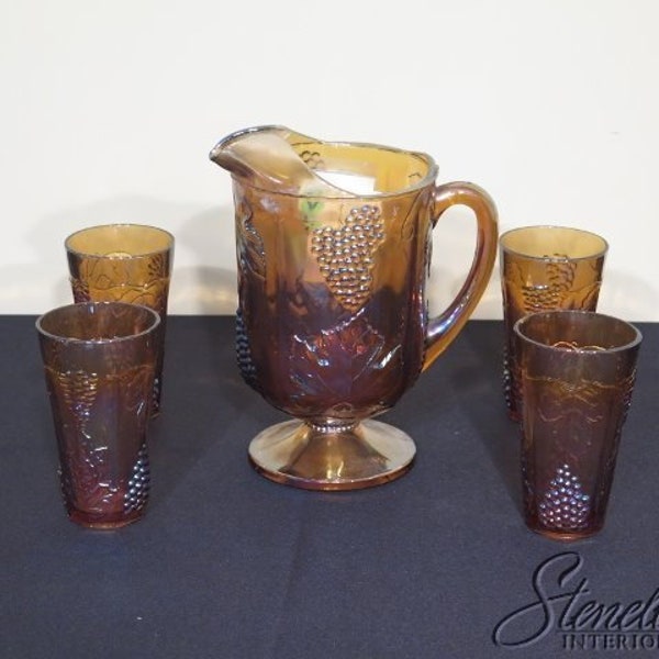 Carnival Glass Pitcher With Cups Etsy