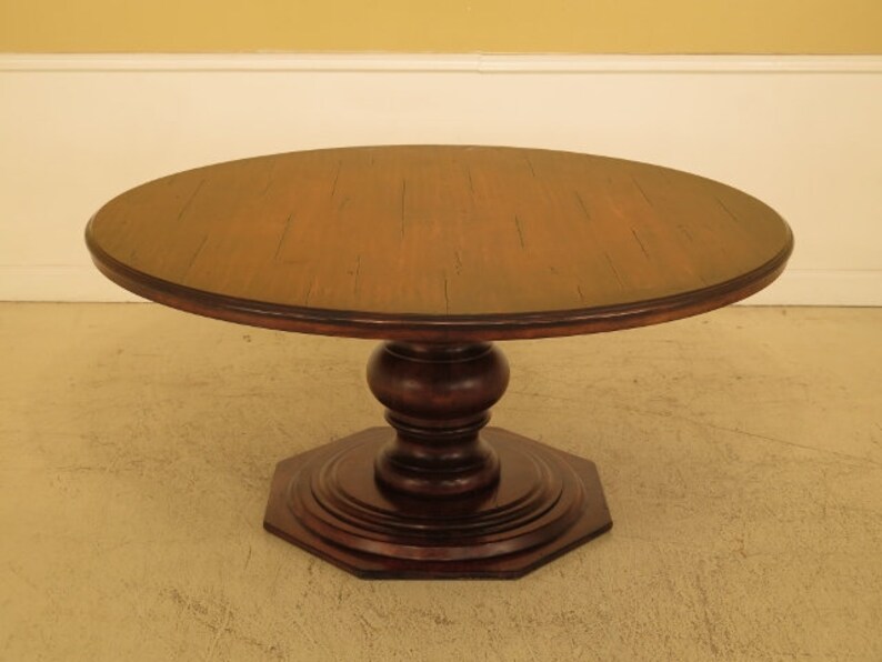 L45538ec Guy Chaddock Round Distressed Finish Dining Room Table
