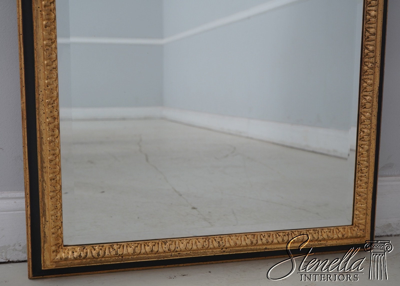 64763EC: LABARGE Neoclassical Style Black & Gold Beveled