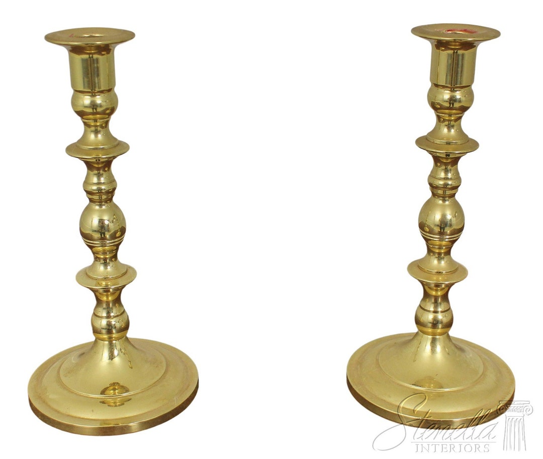 F58101EC Pair BALDWIN Brass Candlesticks in Colonial Style Etsy