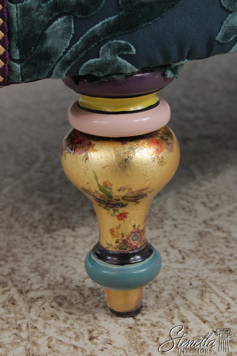 L72378: MACKENZIE CHILDS Whimsical Upholstered Loveseat Settee 画像 2