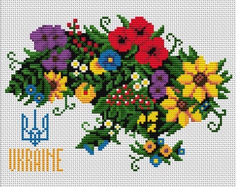 Ukrainian Flowers Cross Stitch Pattern, Ukraine Cross Stitch Pattern