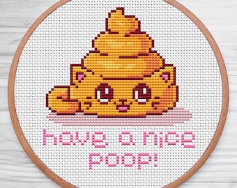 Have A Nice Poop Cross Stitch Pattern, Cat Cross Stitch Pattern