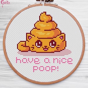 Schema punto croce "Have A Nice Poop", schema punto croce "Cat"
