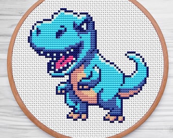 Dino Cross Stitch Pattern, T-rex Cross Stitch Pattern