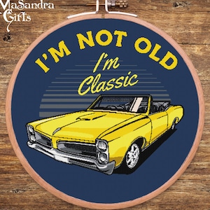 Car Cross Stitch Pattern, Vintage Queen Cross Stitch