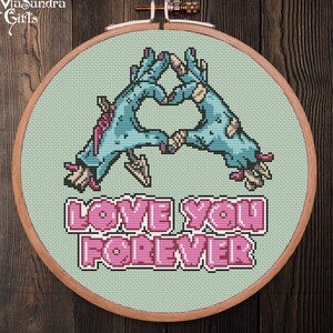 Love You Forever Cross Stitch Pattern - A Spooky Stitchy Treat