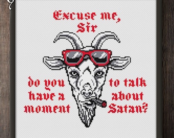 Funny Goat Satan Cross Stitch Pattern (Digital Download)