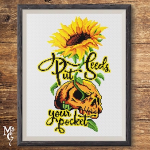 Ukraine Cross Stitch Pattern, Sunflower Skull (PDF Pattern)