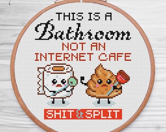 This is a Bathroom Funny Cross Stitch Pattern (PDF Pattern)