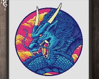 Chinese Dragon Cross Stitch Pattern: Beginner Embroidery (PDF Pattern)
