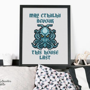 Padrão de ponto cruz de Cthulhu, design de terror para iniciantes (padrão em PDF)