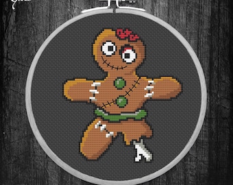 Creepmas Zombie Gingerbread Man Cross Stitch Pattern (PDF Pattern)