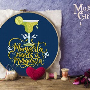 Mamacita Needs Margarita Cross Stitch Pattern (PDF Pattern)