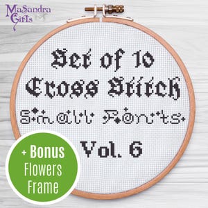 Set of 10 SMALL Cross Stitch Fonts Pattern + Bonus. Vol.6