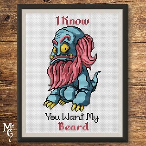 Snarky Bearded Monster Cross Stitch Pattern: Funny Gift (PDF Pattern)