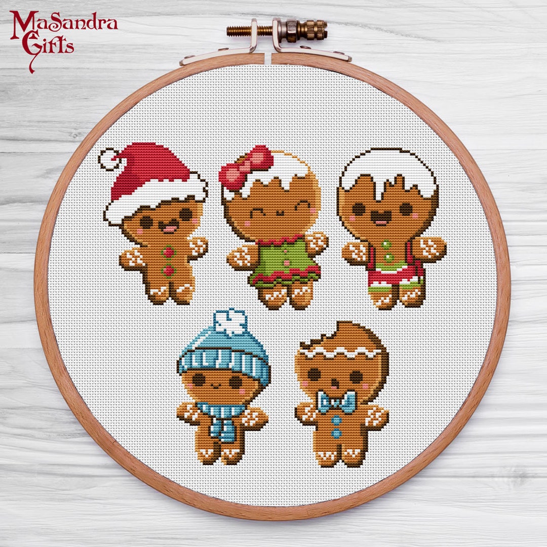 Gingerbread Man Stitch Pattern, Christmas Cross Stitch Pattern Etsy