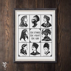 Schema punto croce "Feminist Warrior Queen": Silhouette storica, Ritratto di donna al potere (schema PDF)