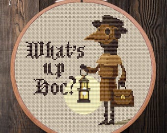 Plague Doctor Cross Stitch Pattern: What's up Doc? (PDF Pattern)