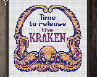 Release the Kraken Cross Stitch Pattern: Cthulhu Beginner Design (PDF Pattern)
