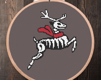 Creepmas Skeleton Deer Cross Stitch Pattern: Goth Yule (PDF)