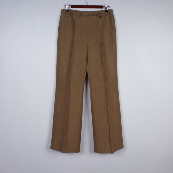 Brown Linen and Silk Blend Palazzo 