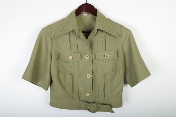 olive green short jacket
